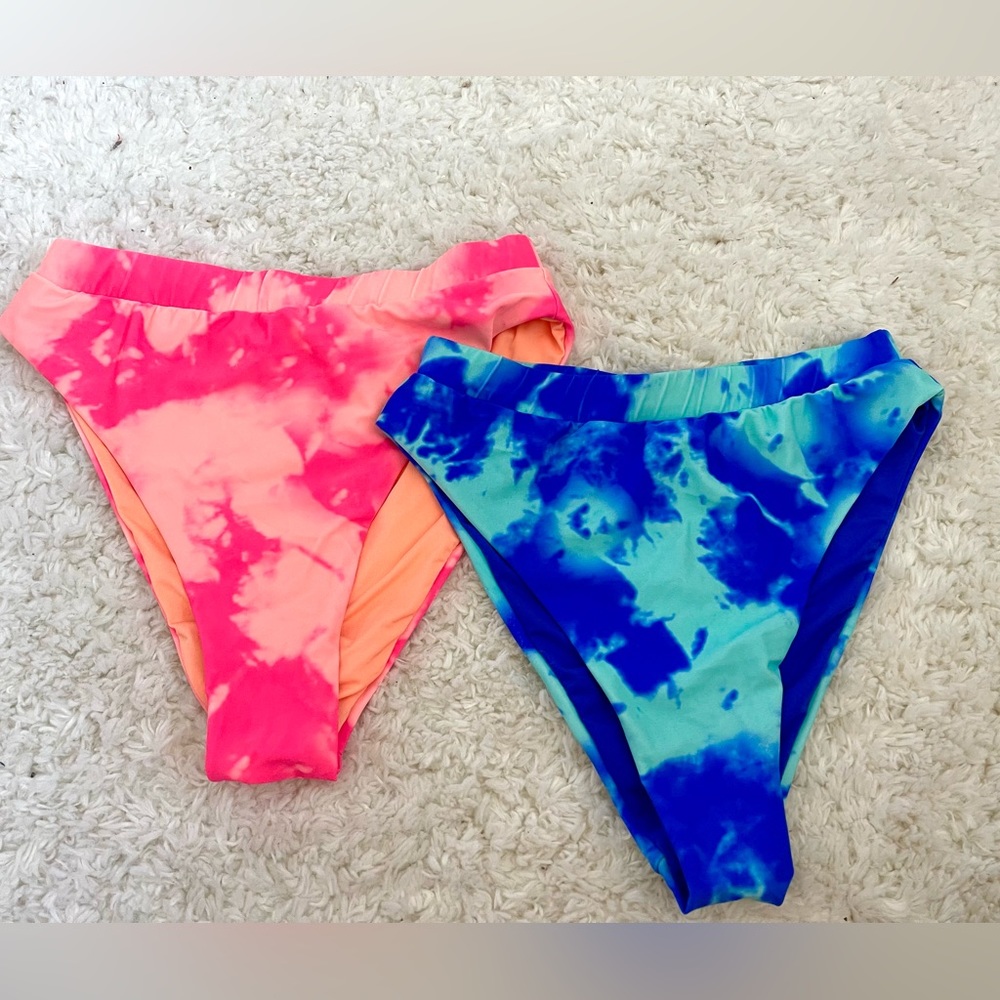 tie dye high waisted bikini bottom pair